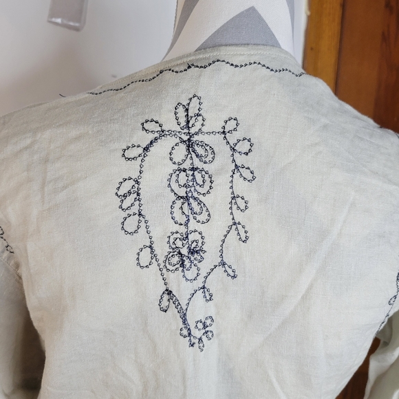 Womens Outfit Petite JPR Linen Embordered Tunic top Tan Size Med - Picture 5 of 9